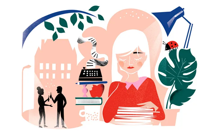 Funderande tjej sitter och tänker